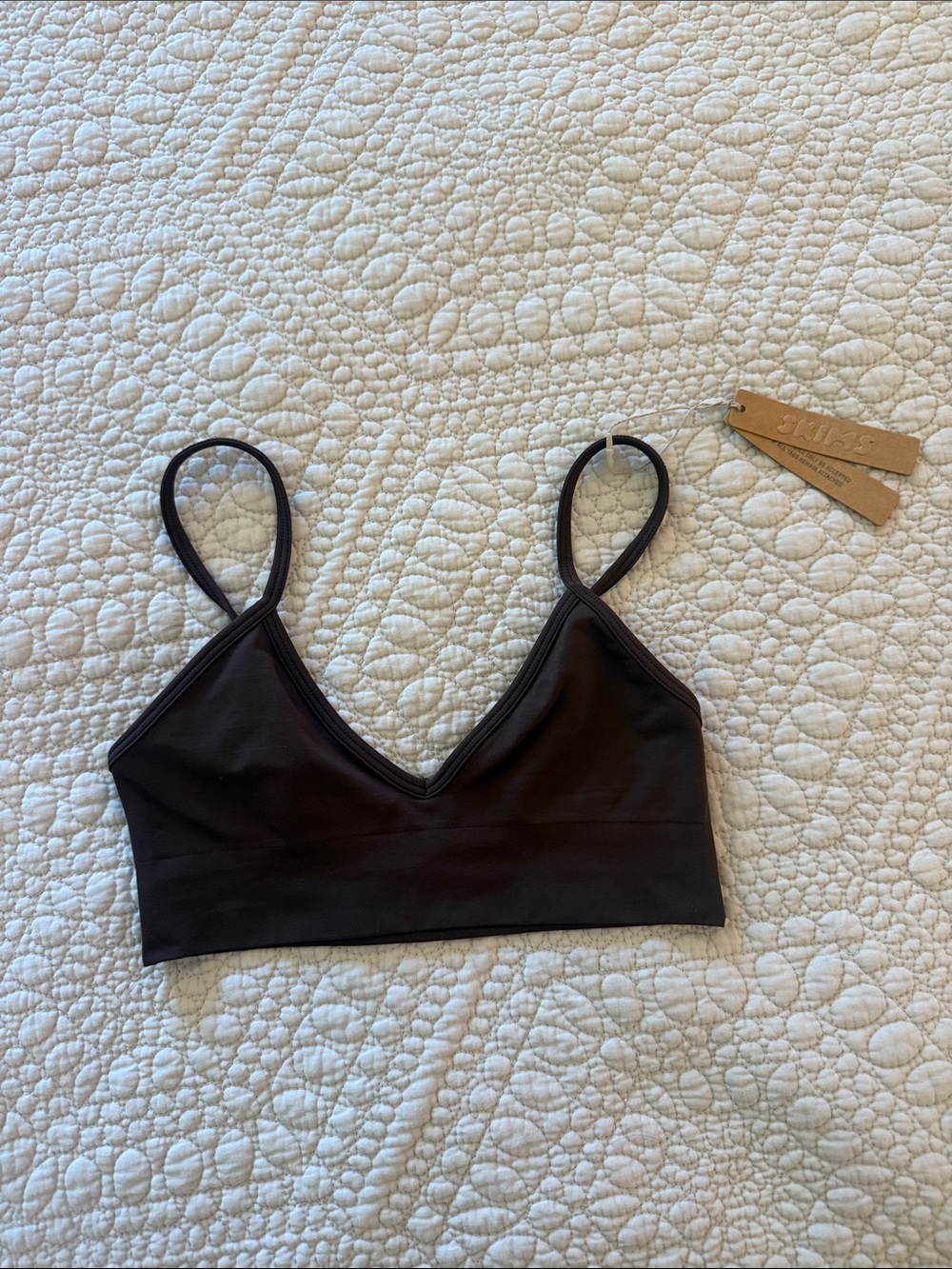 SKIMS V-Neck Bralette in Dark Brown